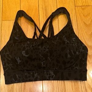 NWOT lululemon | Black Leopard Print Sports Bra | Strappy Back | Size 4.